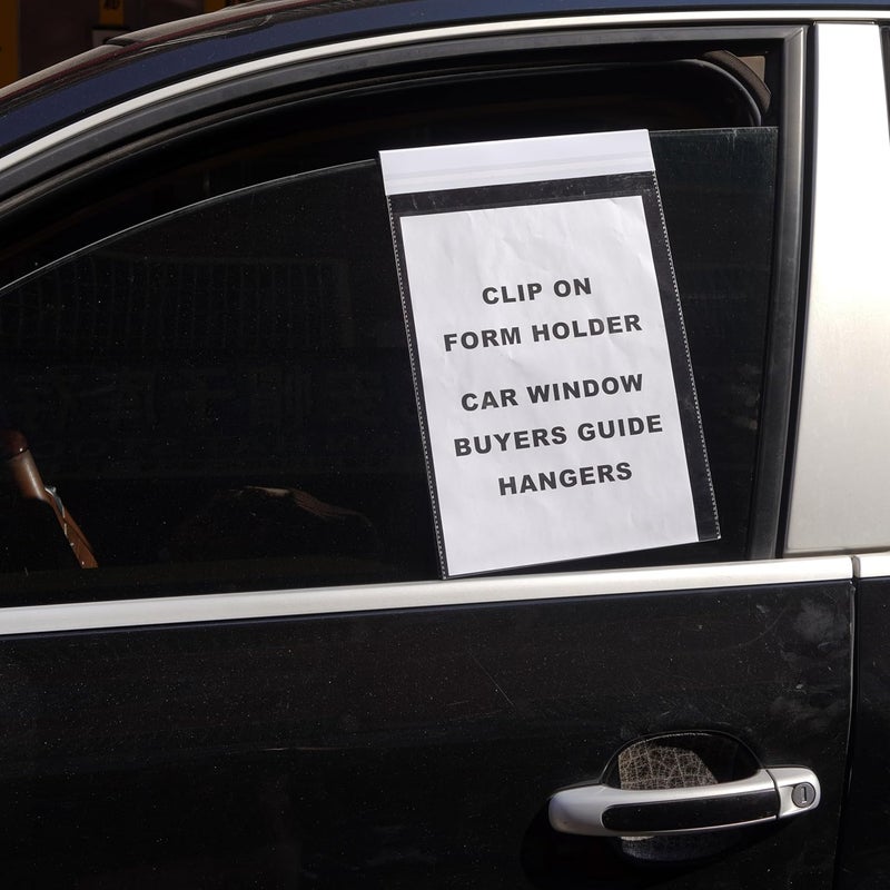 Wuliim 50 Pack Eco-Friendly OPP Window Hangers 9"x13" - Recyclable Car Dealership Document Holders, Lightweight Clip-On Sleeves for Buyer Guides, Menus & Promo Flyers - Image 3